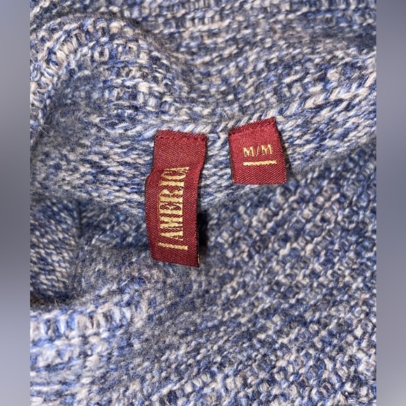 Men’s “AMERICA” blue 100% merino wool shawl collar pullover sweater size medium - Picture 4 of 10